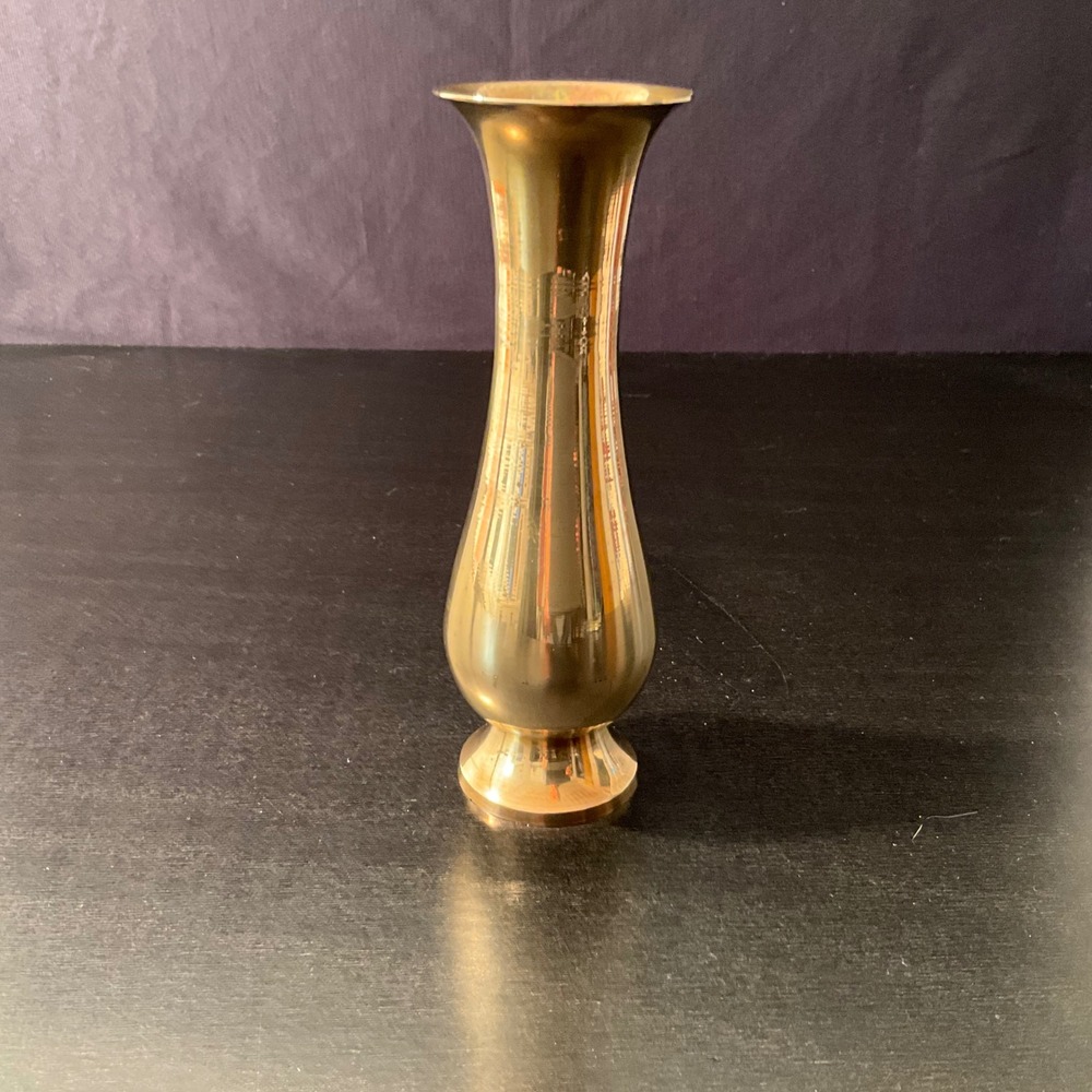 Small Brass Vase Made in India Bud Vase Tabletop Decor - Picture 2 of 3